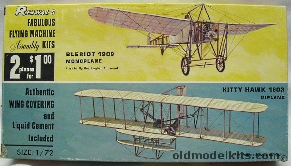 Renwal 1/72 Bleriot 1909 Monoplane and Kitty Hawk 1903 Biplane, 234-100 plastic model kit